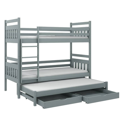 Wooden Bunk Bed Seweryn with Trundle and Storage