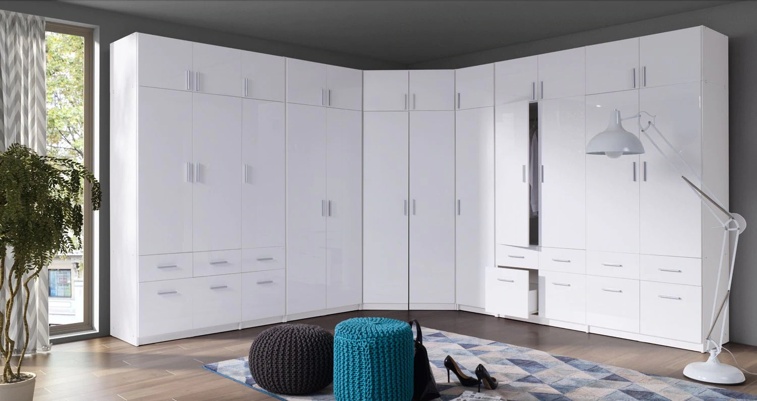 Snow 03 Hinged Door Wardrobe 92cm white gloss