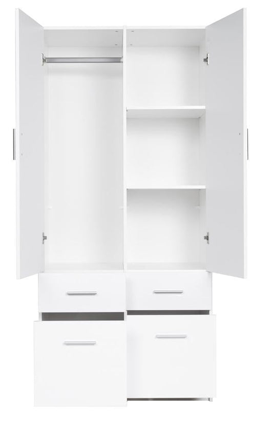 Snow 03 Hinged Door Wardrobe 92cm white gloss