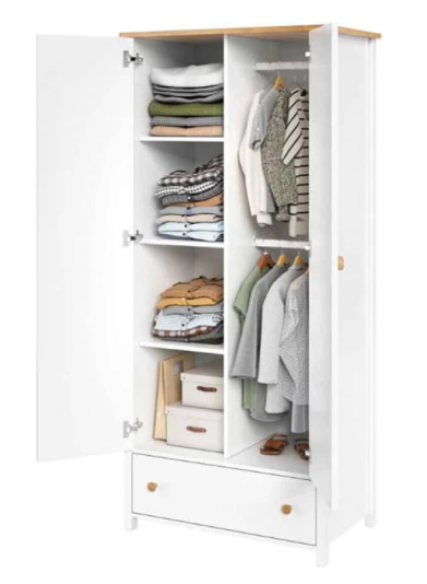 Story Door Wardrobe White Matt & Oak Nash Décor