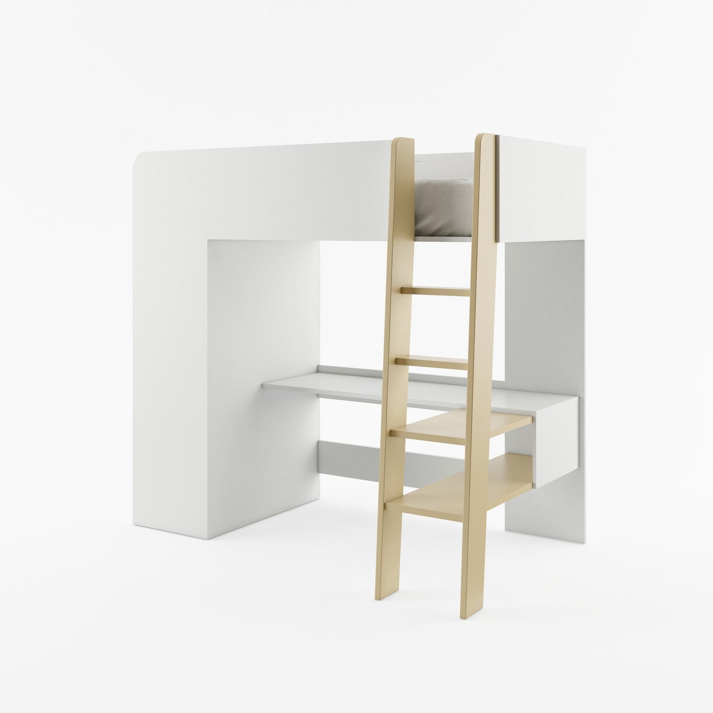 Tom TM-01 Bunk Bed with Computer Desk and Wardrobe white Matt