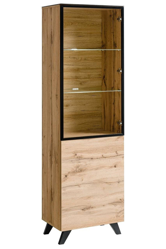 Thin Tall Display Cabinet Wotan Oak