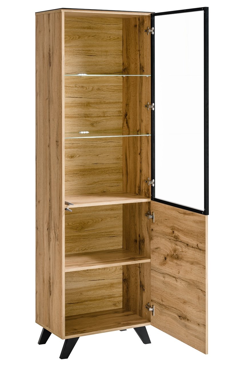 Thin Tall Display Cabinet Wotan Oak