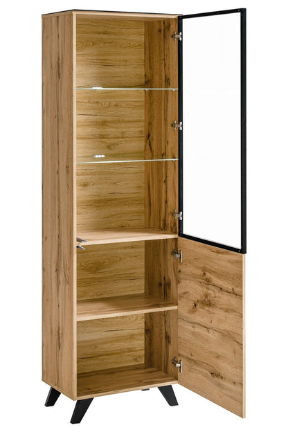 Thin Tall Display Cabinet Wotan Oak