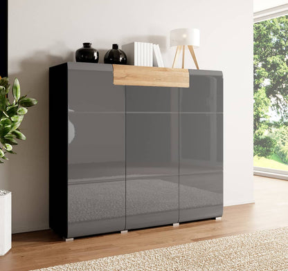 Toledo 76 Sideboard oak san Reno grey gloss white