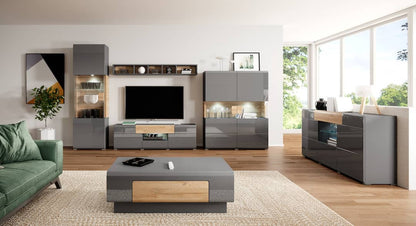 Toledo 76 Sideboard oak san Reno grey gloss white