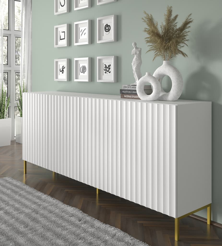 Wave Large Sideboard Cabinet 200cm black white