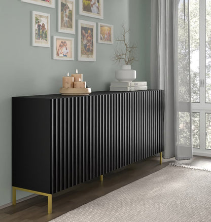 Wave Large Sideboard Cabinet 200cm black white