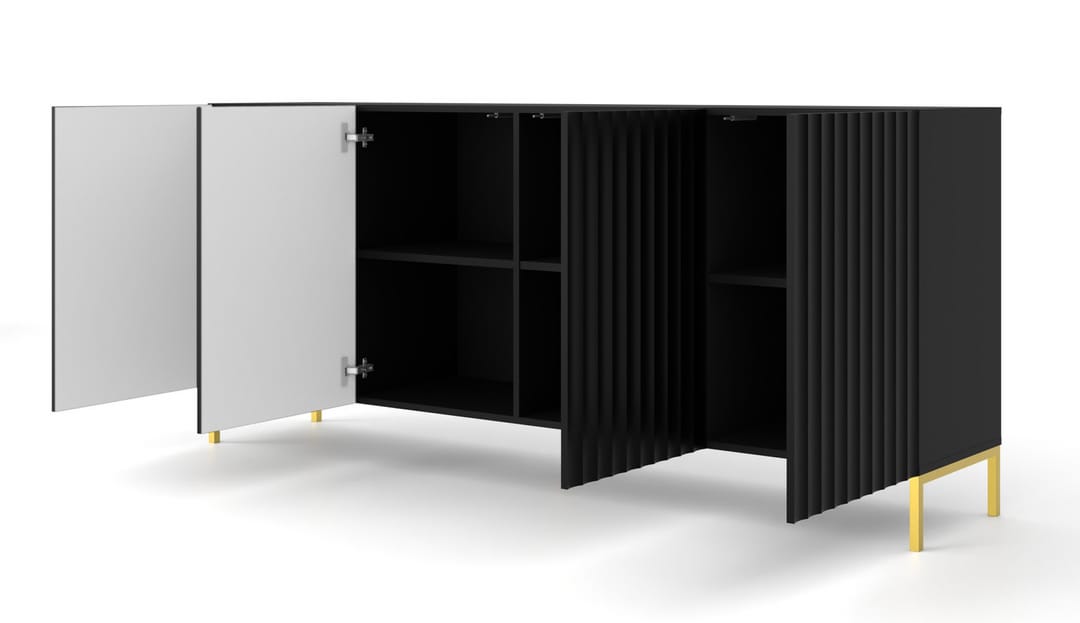 Wave Large Sideboard Cabinet 200cm black white