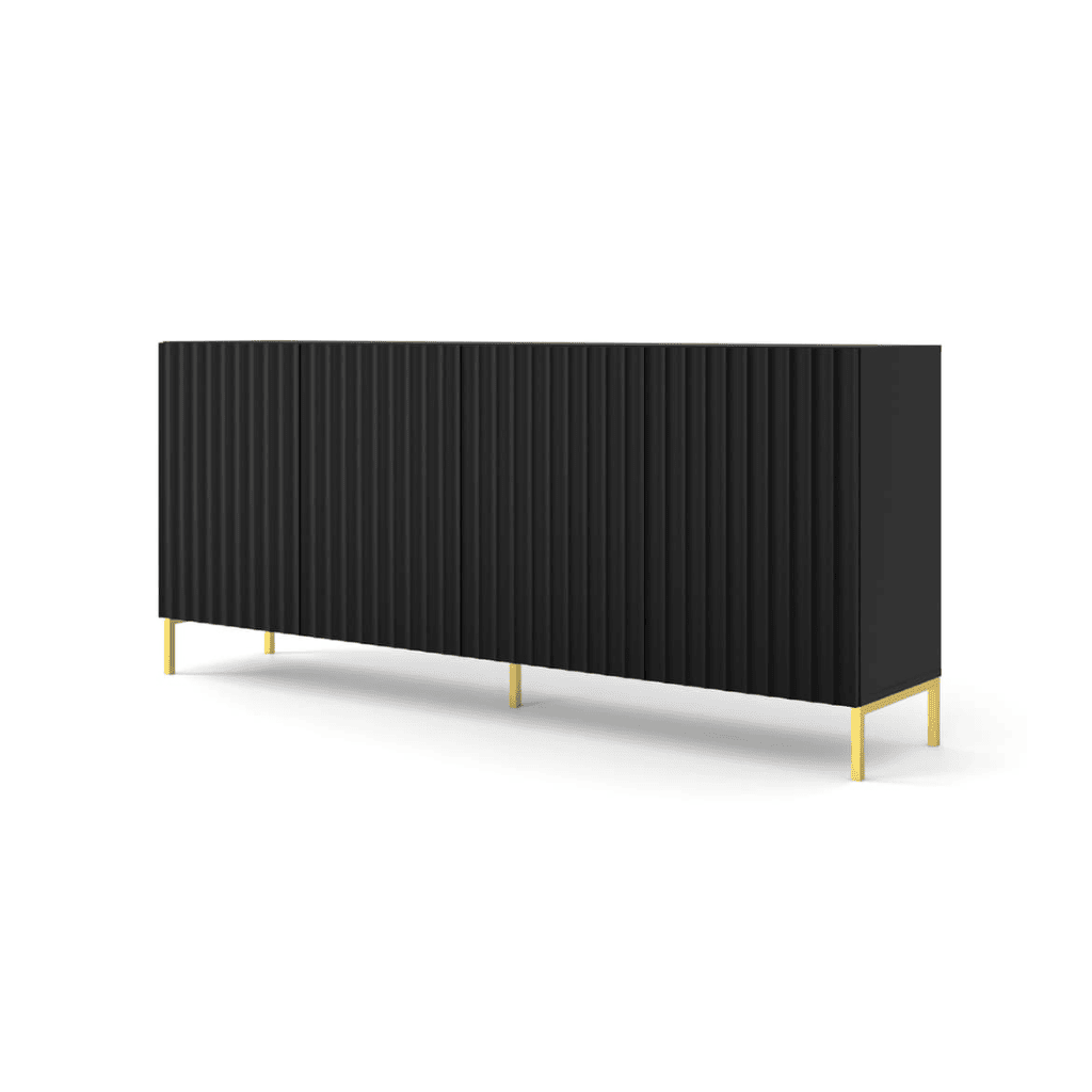 Wave Large Sideboard Cabinet 200cm black white