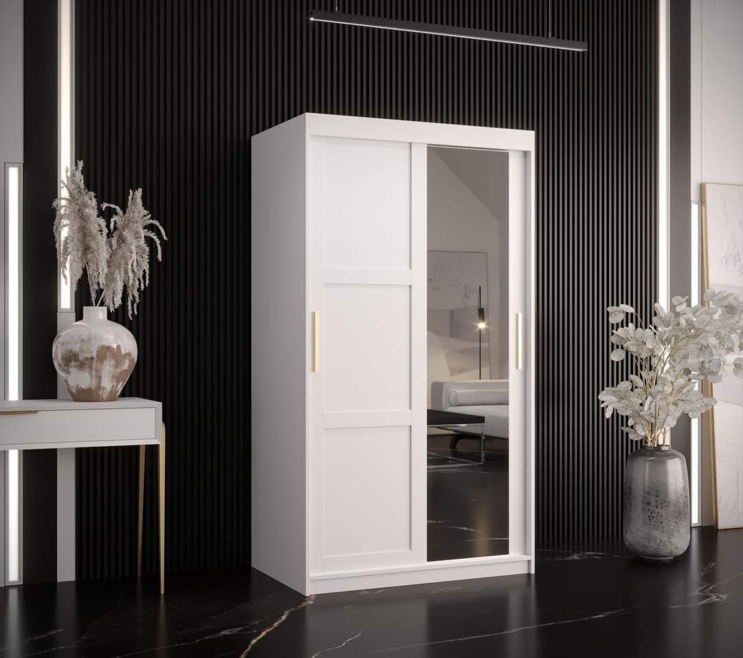 Ramiro II Sliding Door Wardrobe 100cm white black 