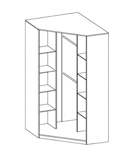Pok PO-01 Corner Wardrobe Grey White Matt