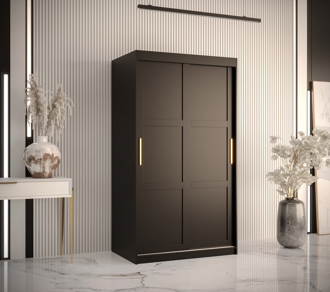 Ramiro I Sliding Door Wardrobe 100cm black white