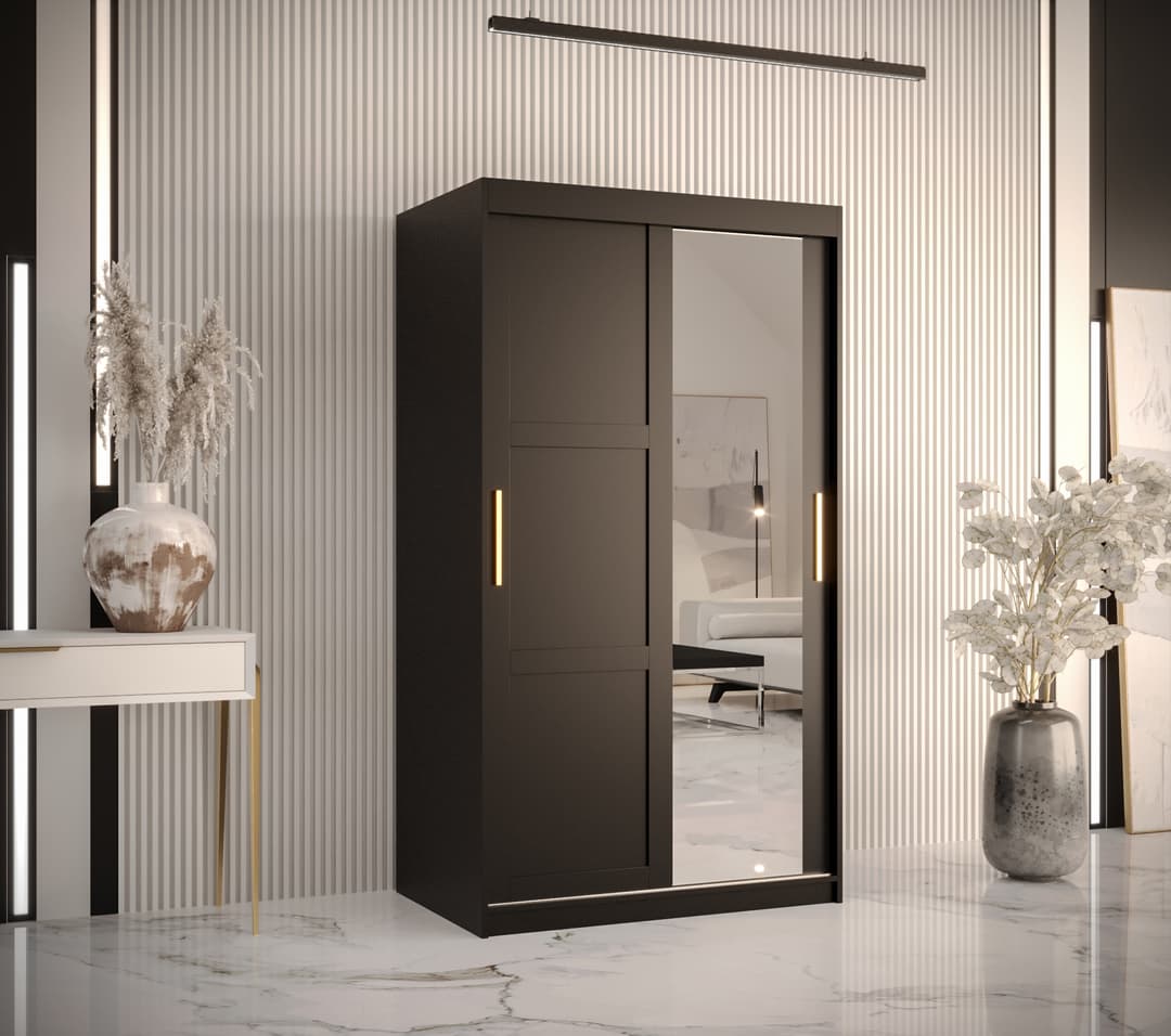 Ramiro II Sliding Door Wardrobe 100cm white black 