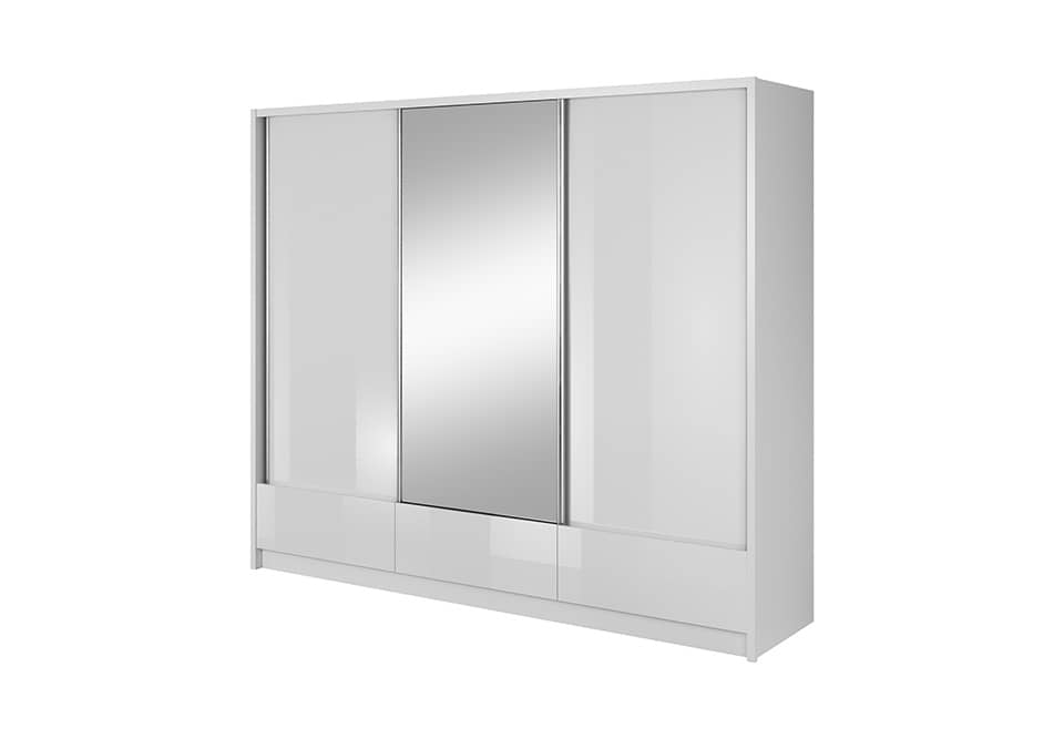 Aria I Sliding Door Wardrobe 254cm white gloss