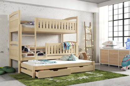 Wooden Bunk Bed Blanka with Trundle and Storage