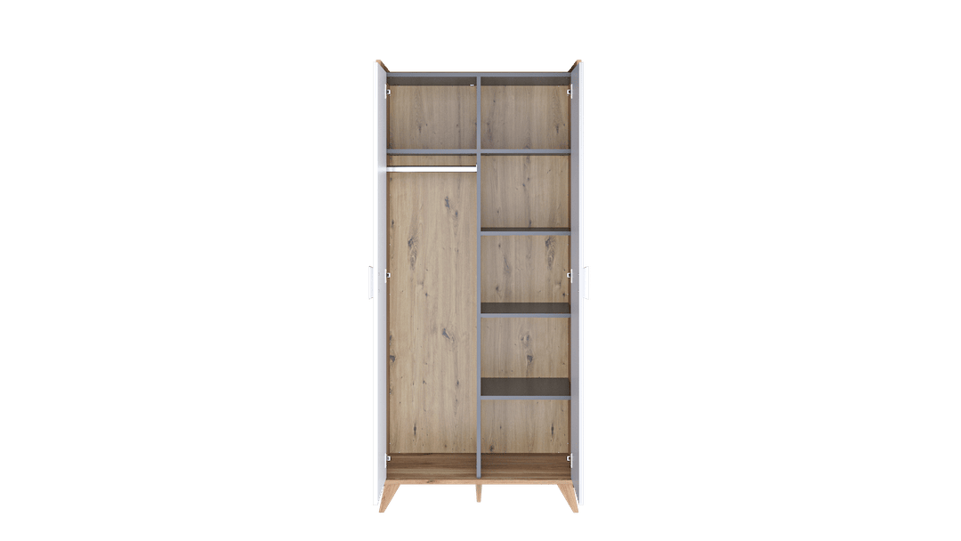 Mood MD-01 Hinged Wardrobe 85cm Oak Castello White Grey