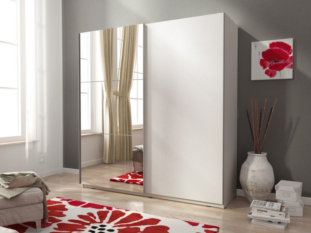 Mika 02 Sliding Door Wardrobe 150cm oak sonoma white matt 