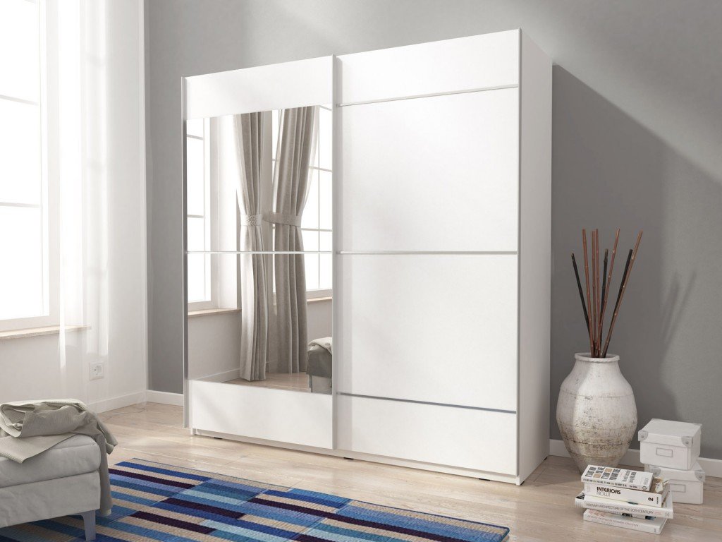 Mika 04 Sliding Door Wardrobe 200cm white matt oak sonoma 