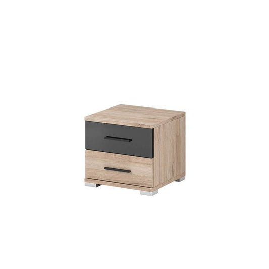 Bari Bedside Cabinet Oak San Remo & Black