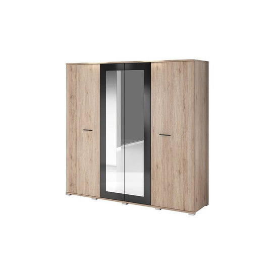 Bari Hinged Door Wardrobe 200cm Oak San Remo & Black