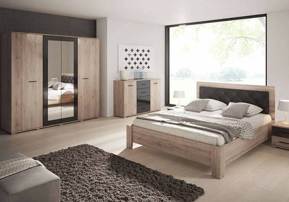Bari Bed Frame 160cm Oak San Remo & Black