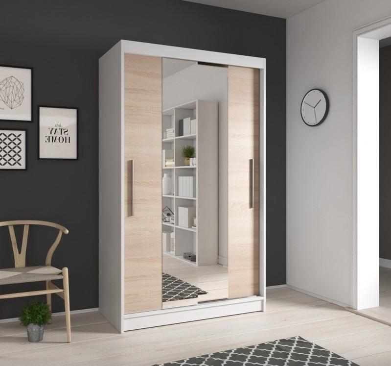 Neomi 01 Sliding Door Wardrobe 120cm in White Matt oak Sonoma