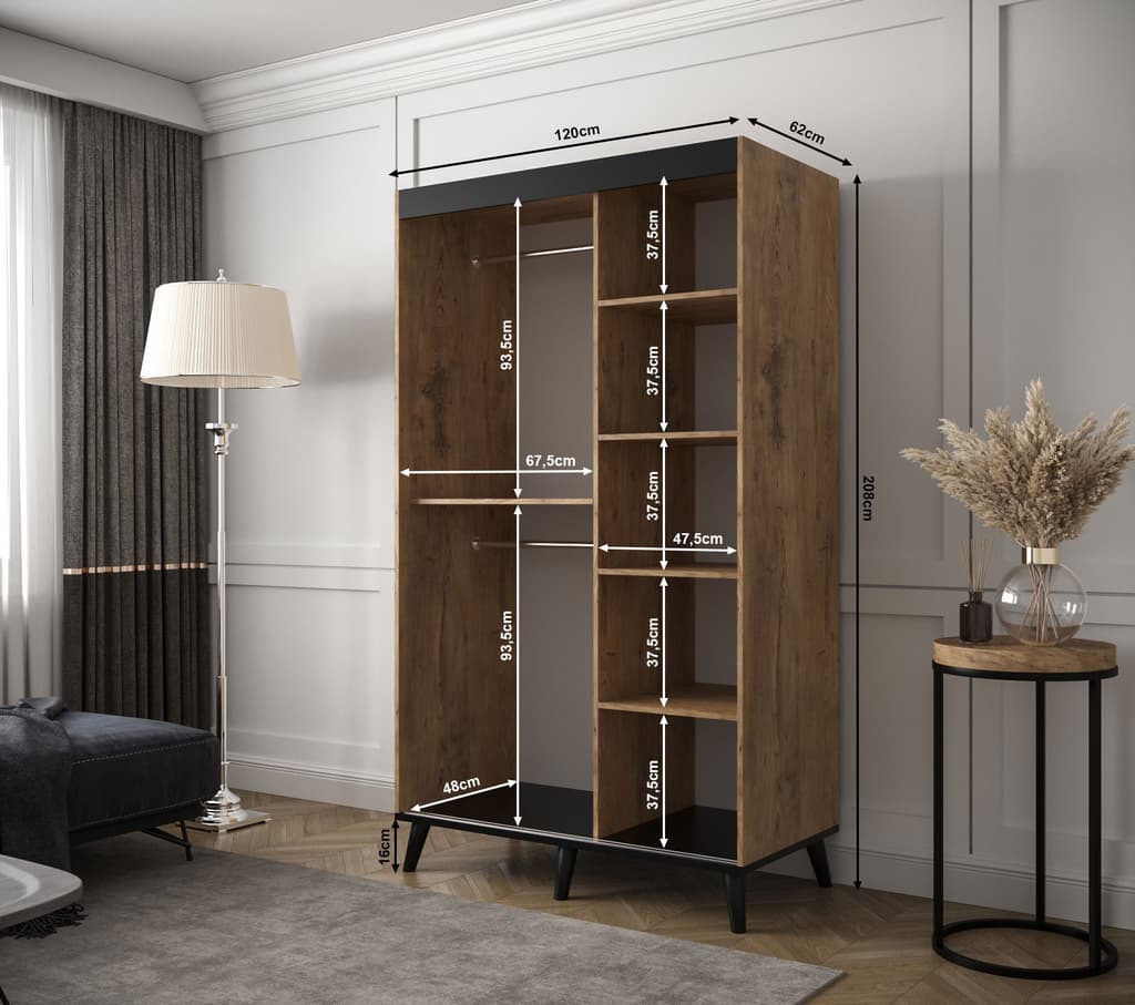 Galicja T2 Sliding Door Wardrobe 120cm oak chestnut 