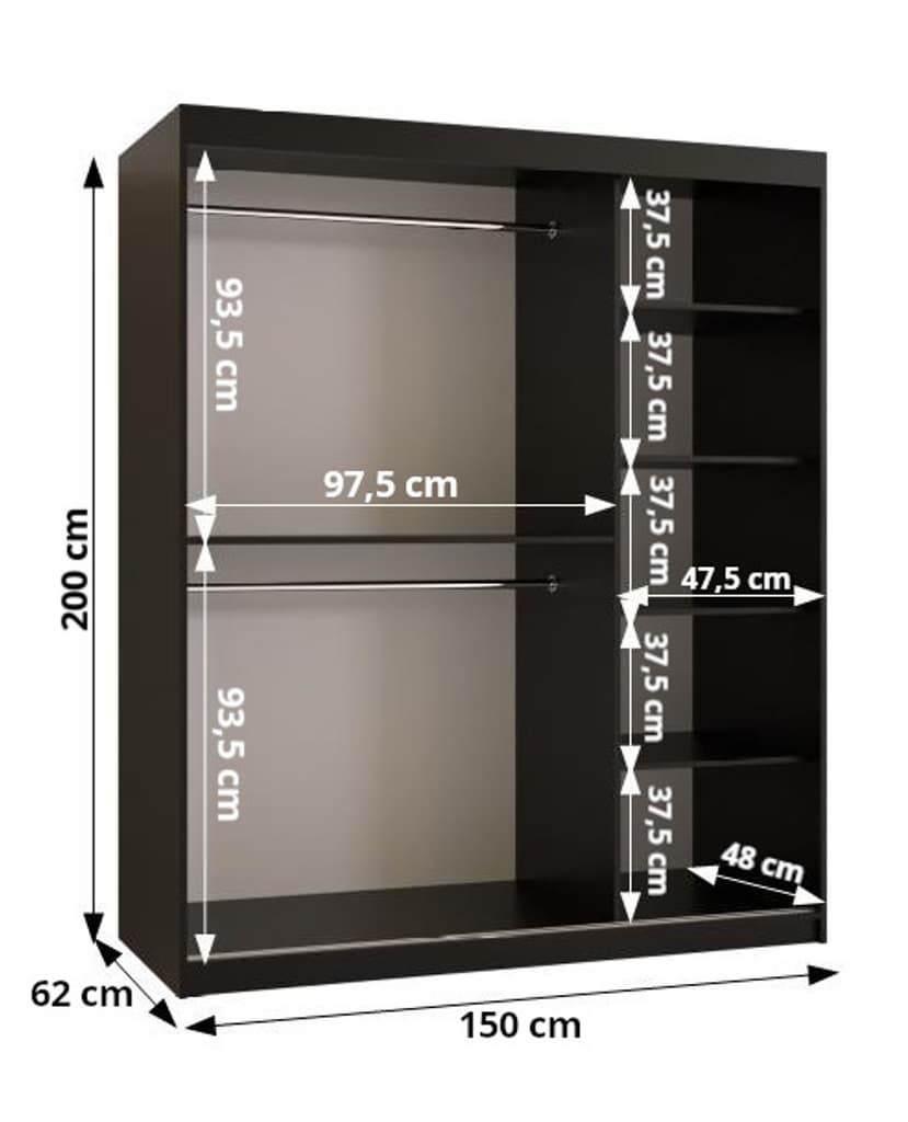 Kair I Sliding Door Wardrobe 150cm black